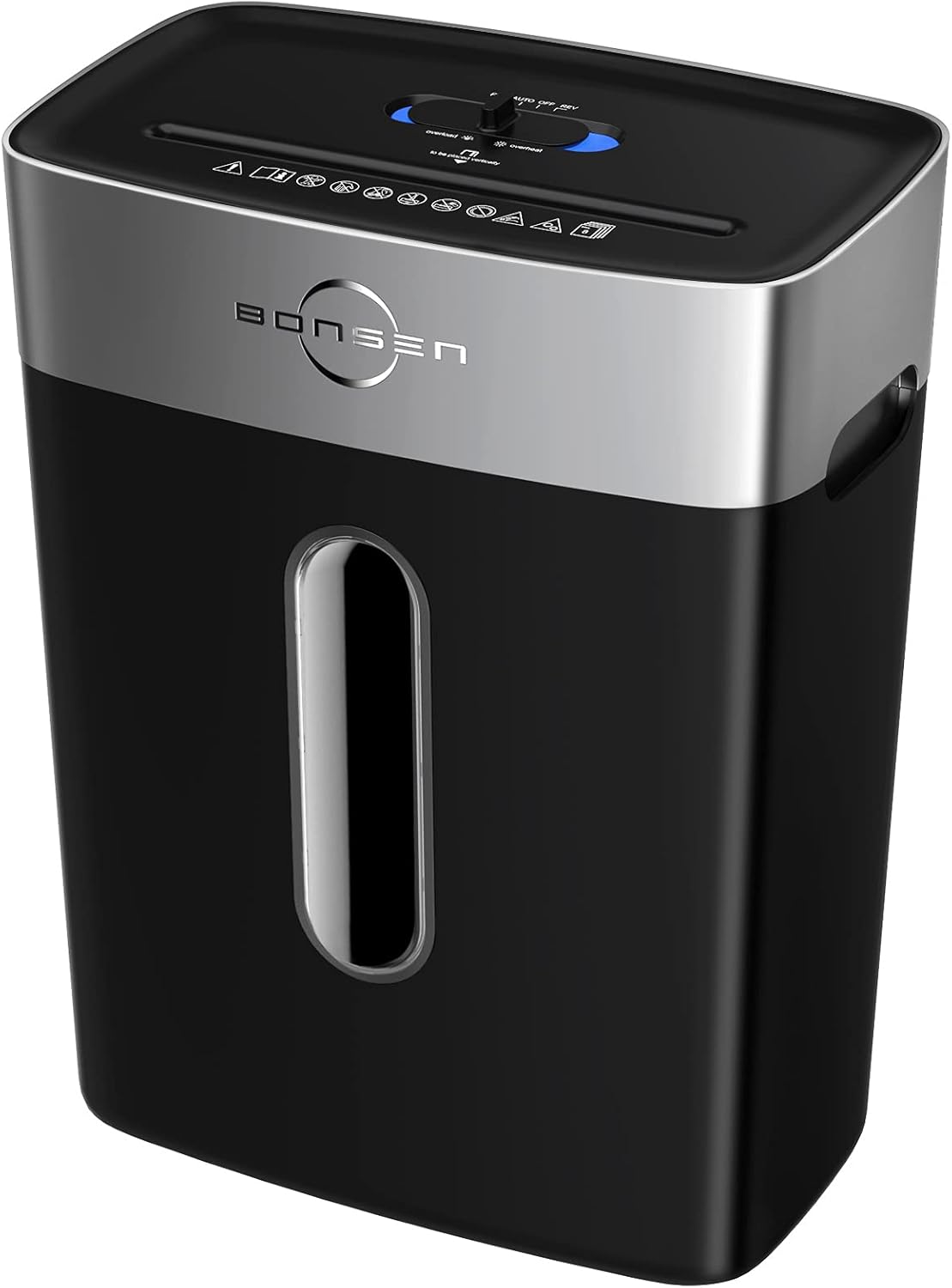 BONSEN Paper Shredder for Home Use, 8-Sheet Cross Cut Credit Card Shredder, Small Shredder for Home Office, 4 Gallons Wastebasket with Transparent Window, High Security Level P-4, Black (S3101) Pack of 2
