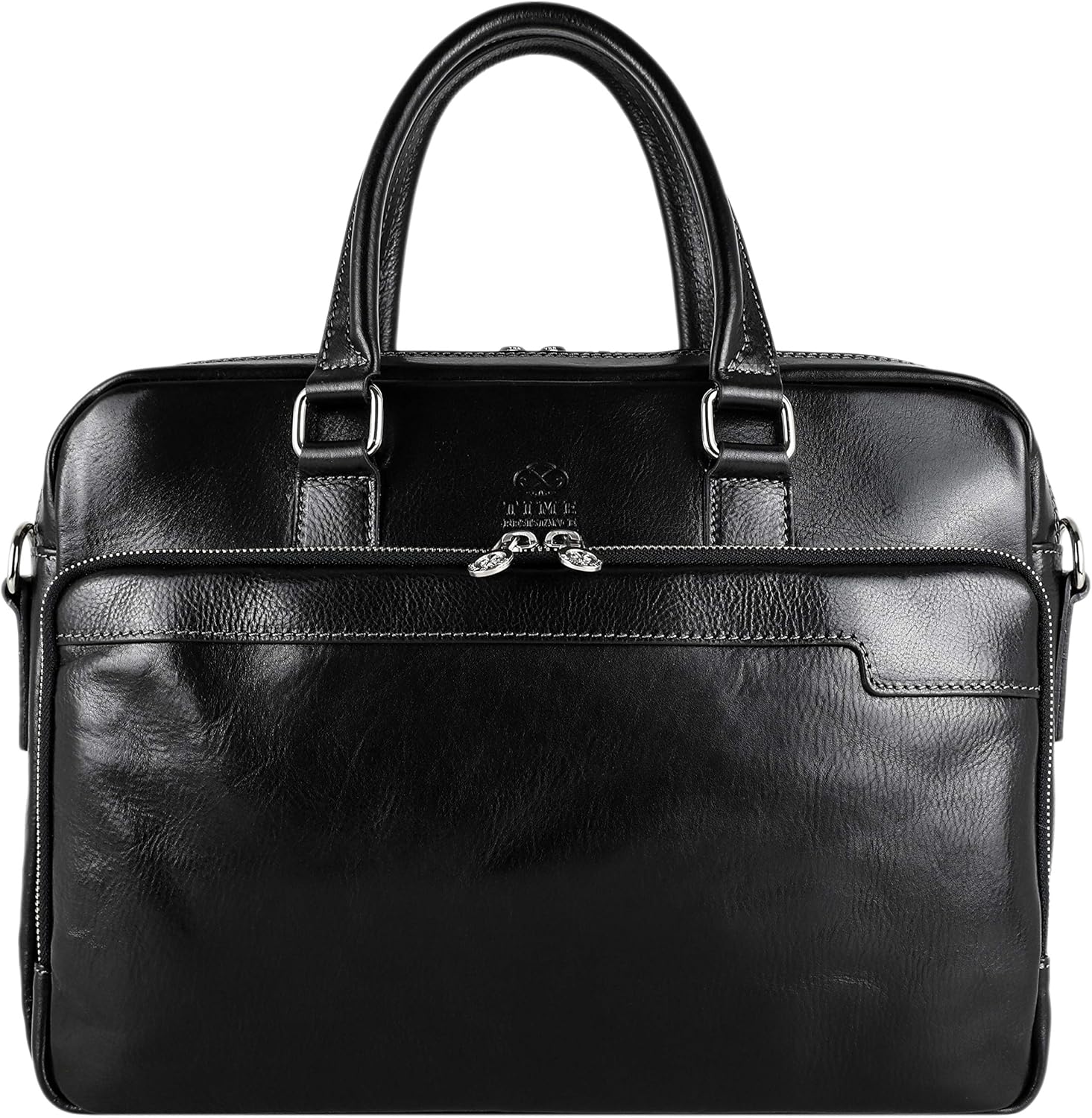 Leather Laptop Bag Full Grain Briefcase Black Satchel Bag - Time Resistance