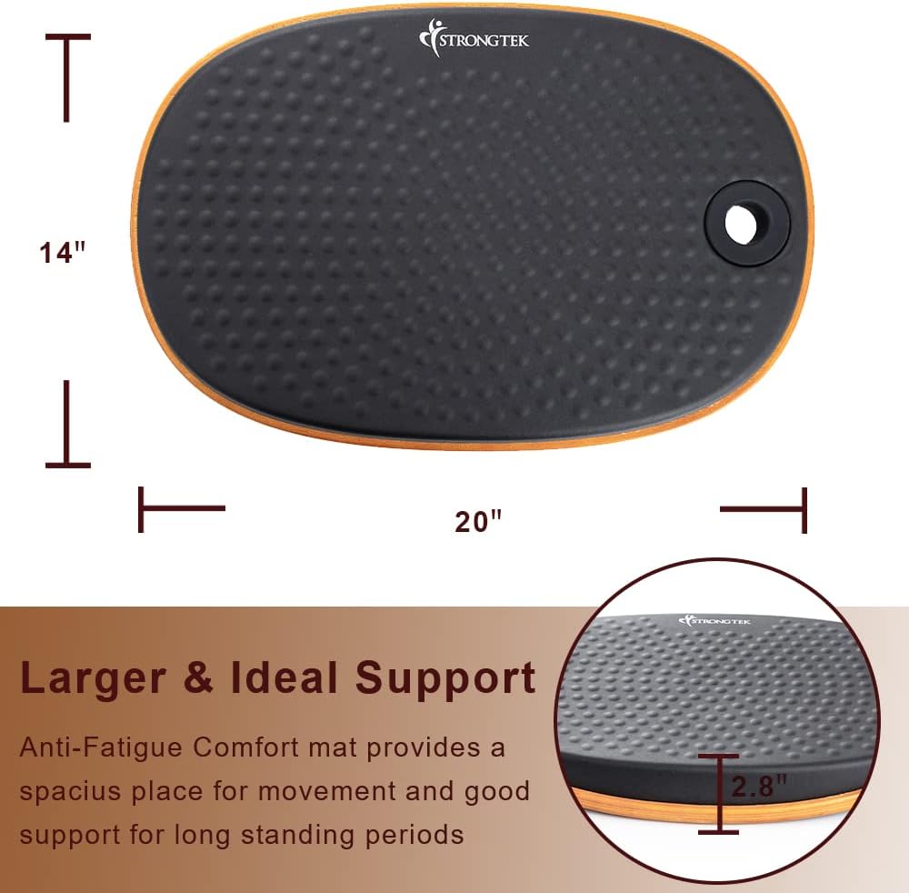 StrongTek Anti Fatigue Balance Board, Standing Desk Balance Boards, Sit Stand Desk Mat Accessory, Wobble Foot Rocker, Balancing Exercise, Core Strength Fitness, Comfortable Standing (Egg Round, Large)