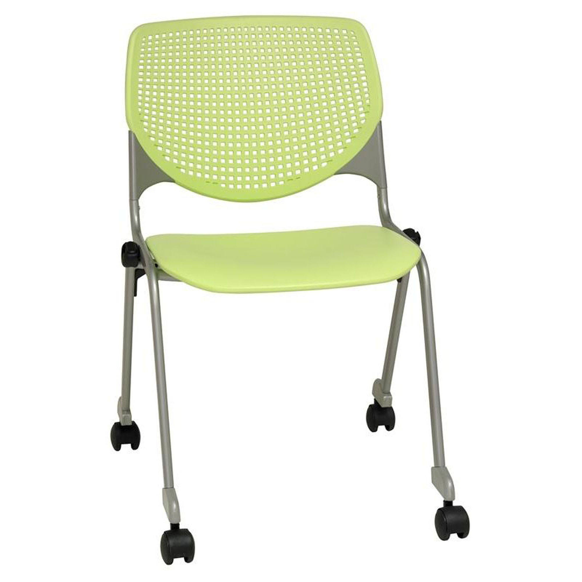 KFI Seating Kool Poly Stack Chair with Casters, Lime Green