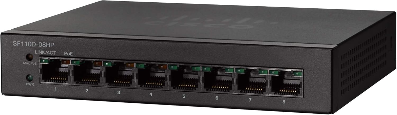 Cisco SF110D-08 Unmanaged Switch | 8 Ports 10/100 Desktop | Limited Lifetime Protection (SF110D-08-NA) Pack of 2
