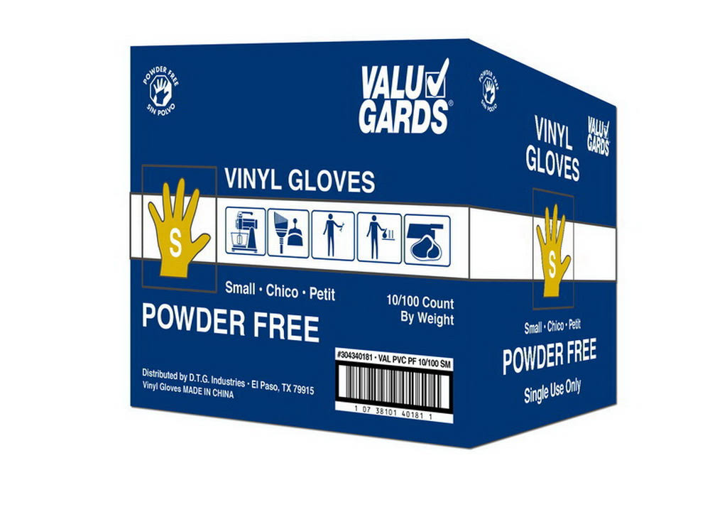 (price/case)valugards 304340181 Glove Vinyl Valugard Powder Free Small 10-100 Each