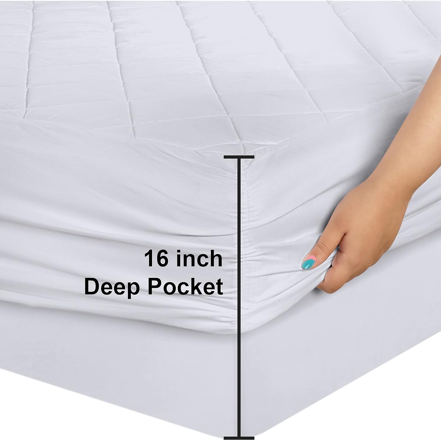 Utopia Bedding Quilted Fitted Mattress Pad (Full) - Elastic Fitted Mattress Protector - Mattress Cover Stretches up to 16 Inches Deep - Machine Washable Mattress Topper