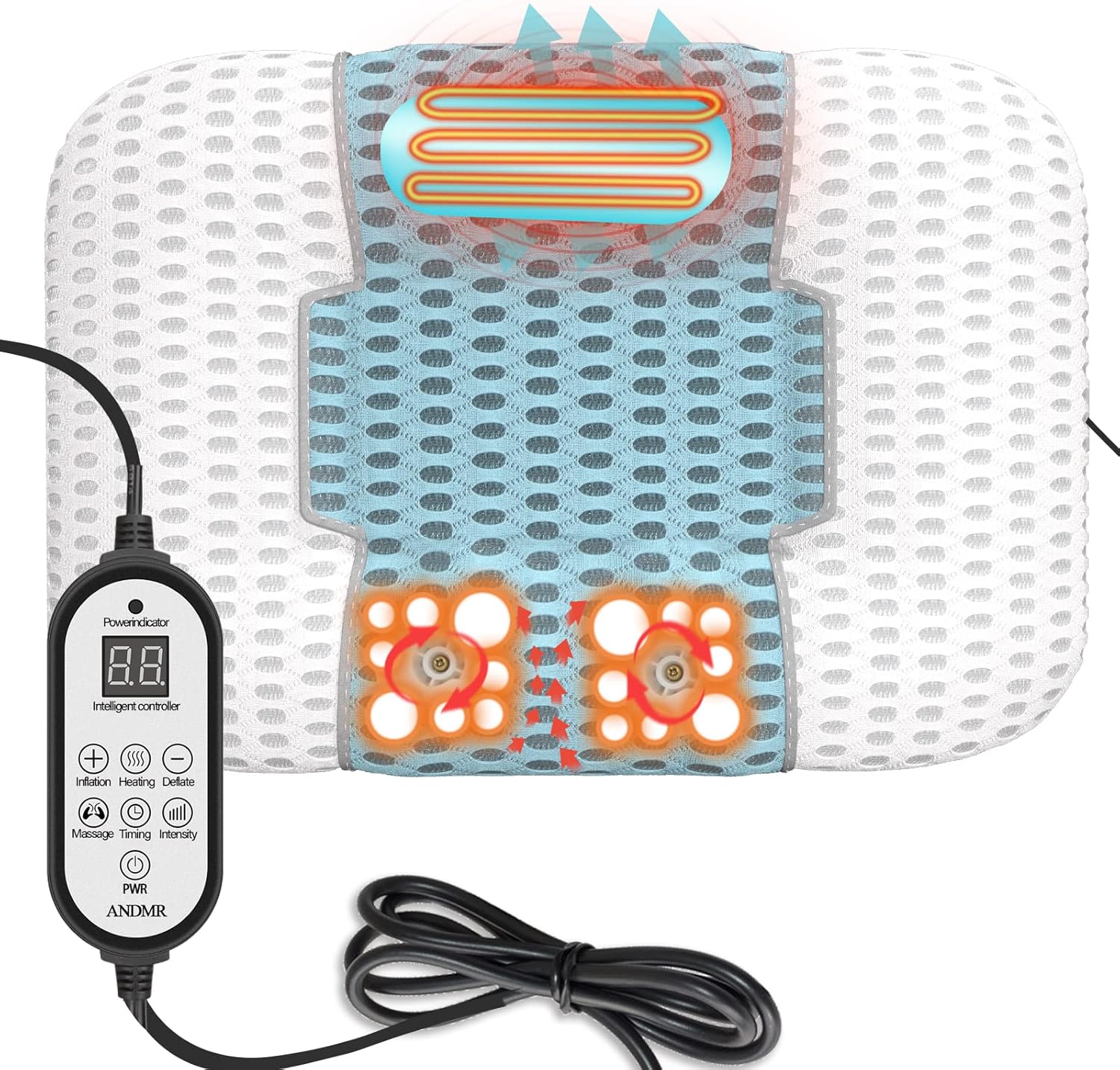 Neck Massager with Heat and Electric Air Compresssion, Cervical Neck Traction Pillow for Sleeping, Shiatsu Cervical Back Leg Foot Massage for Muscle Pain Relief