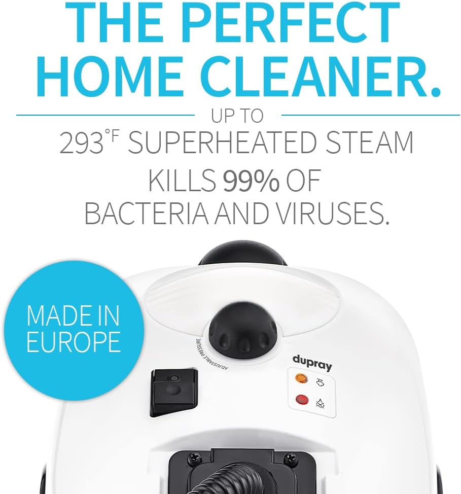Dupray HOME Steam Cleaner European Made Kills 99.99%* Bacteria Viruses for Disinfection and Cleaning Flooring, Cars, Tile, and More