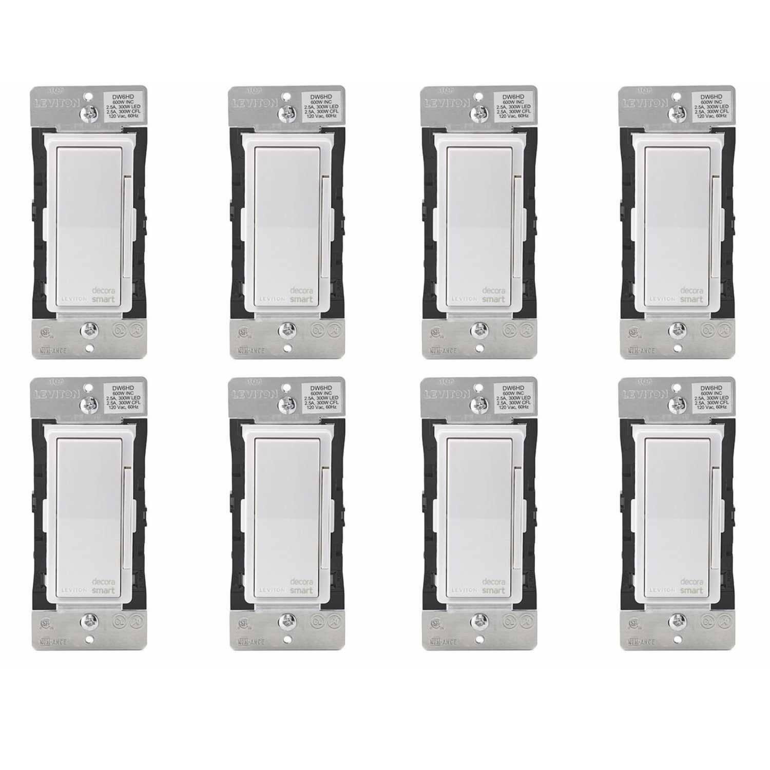 Leviton Decora Smart Wi-Fi 600W Universal LED/Incandescent 300W Dimmer (8 Pack)