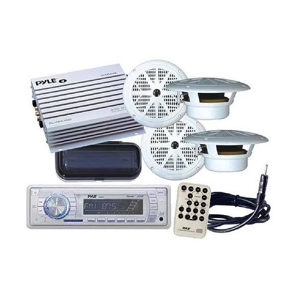 Pyle New Yacht Boat Marine MP3 USB Stereo Radio Receiver +4 x Speakers u0026 400Watt Amp AD1820