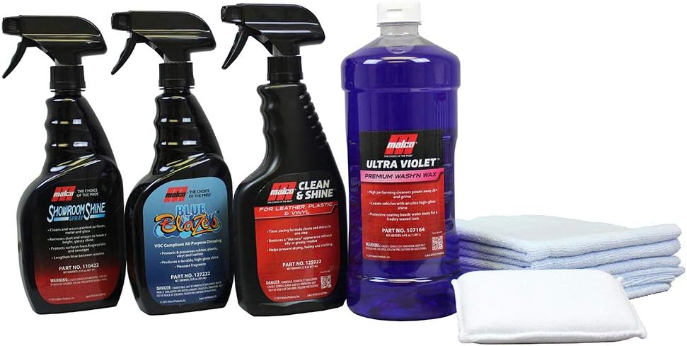 Malco All-in-One Auto Detailing Kit – Best Interior & Exterior Car Cleaning & Conditioning Kit/Includes 6 Professional Grade Car Detailing Products (800415) Pack of 2