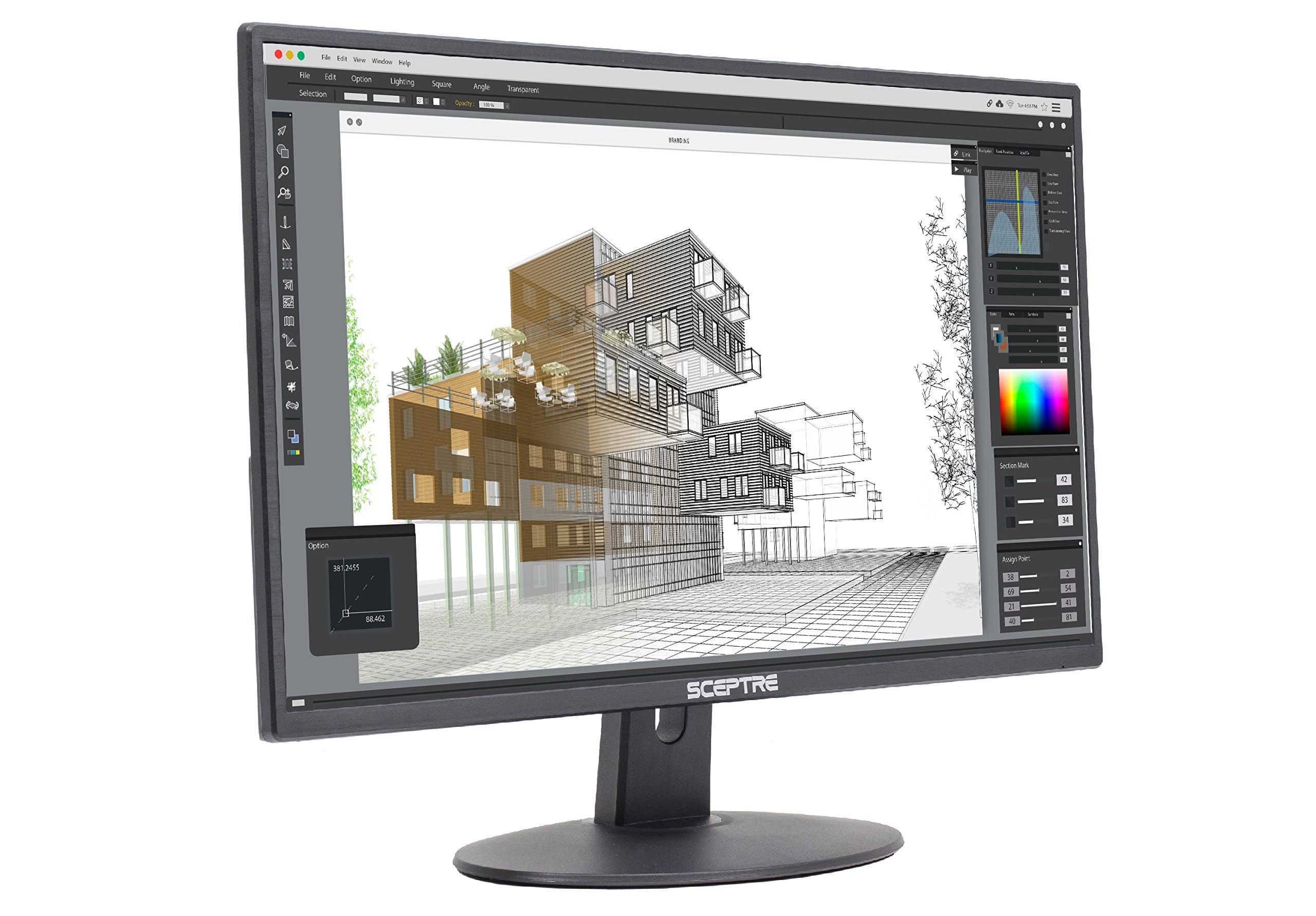 Sceptre E275W-19203R 27x22 Ultra Thin 1080p LED Monitor 2x HDMI VGA Build-in Speakers, Metallic Black