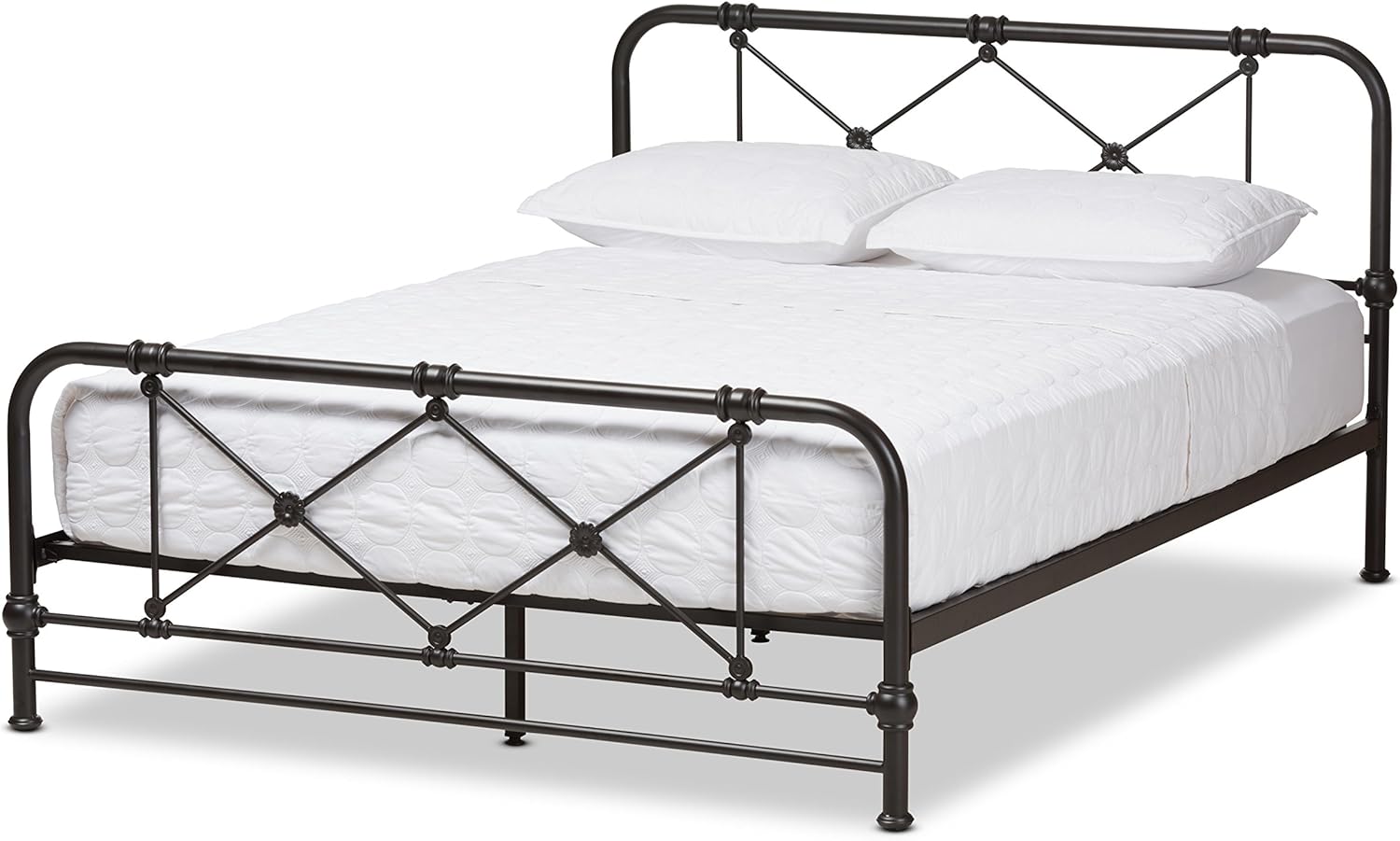 Baxton Studio Beal Modern and Contemporary Metal Platform Bed, Queen, Black Finished