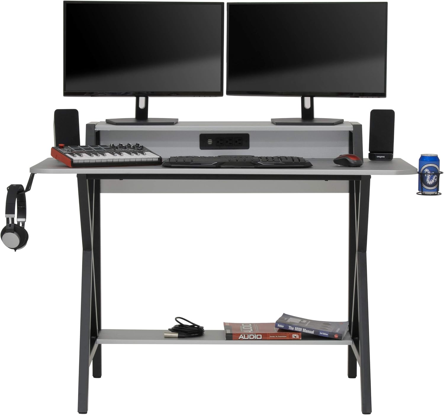 SD STUDIO DESIGNS Challenger Gaming Table, Black,silver