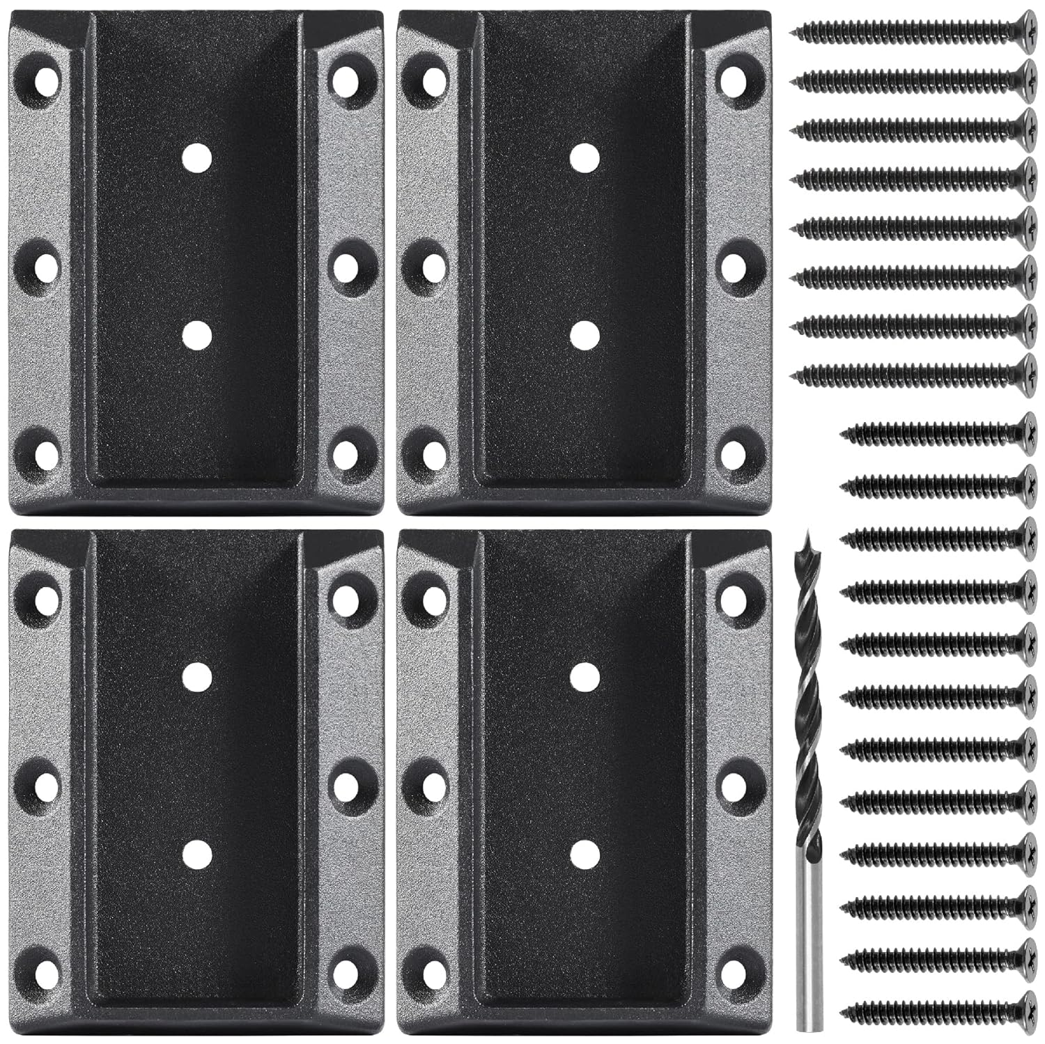 Wanhork 304 Stainless Steel Deck Railing Connectors, for 2x4 (Actual 1.5x3.5in) Stair Wood Handrail Deck Railing Bracket (2 Pairs, Black)