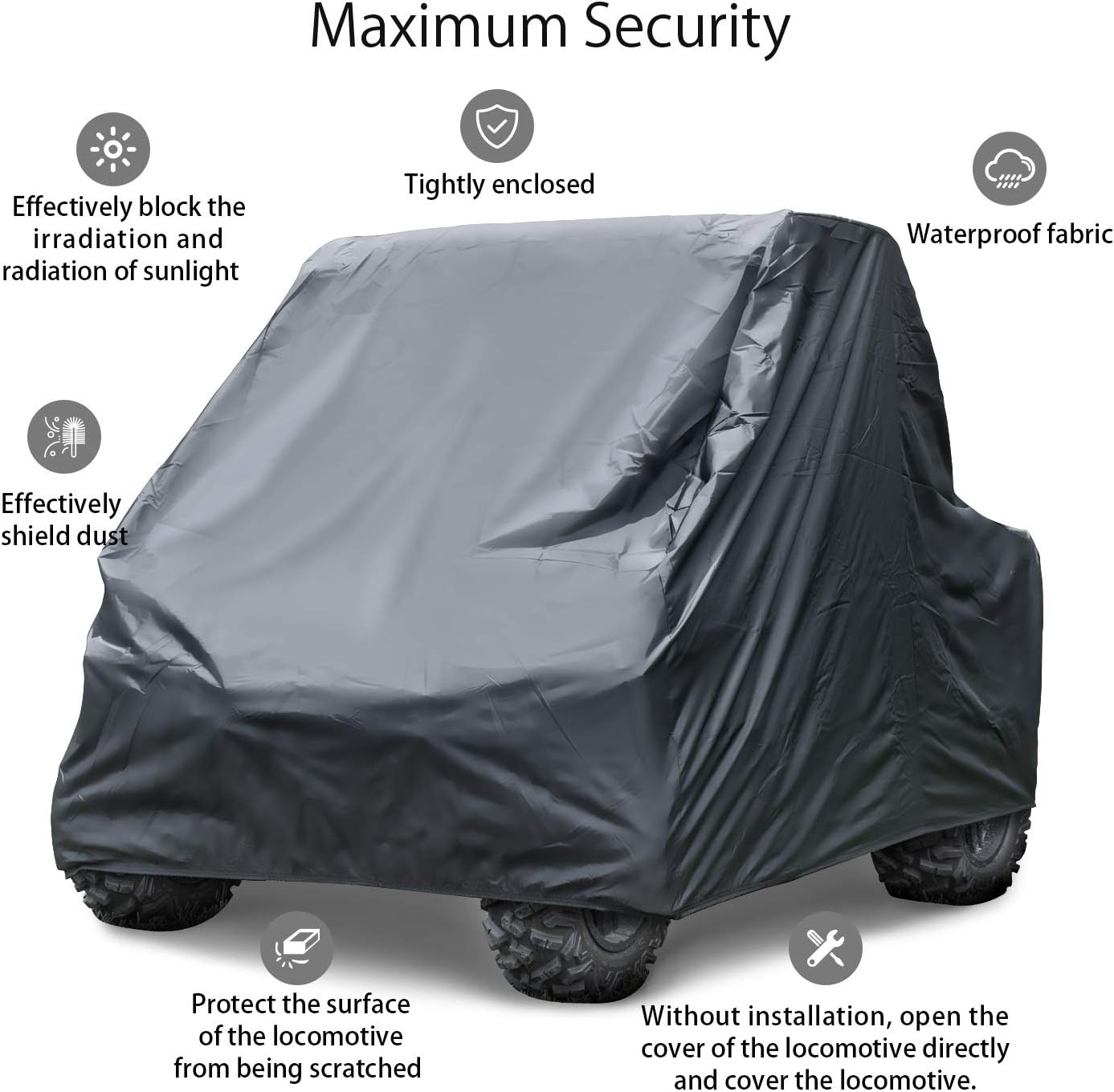 XYZCTEM UTV Cover with Heavy Duty Black Oxford Waterproof Material, 114.17