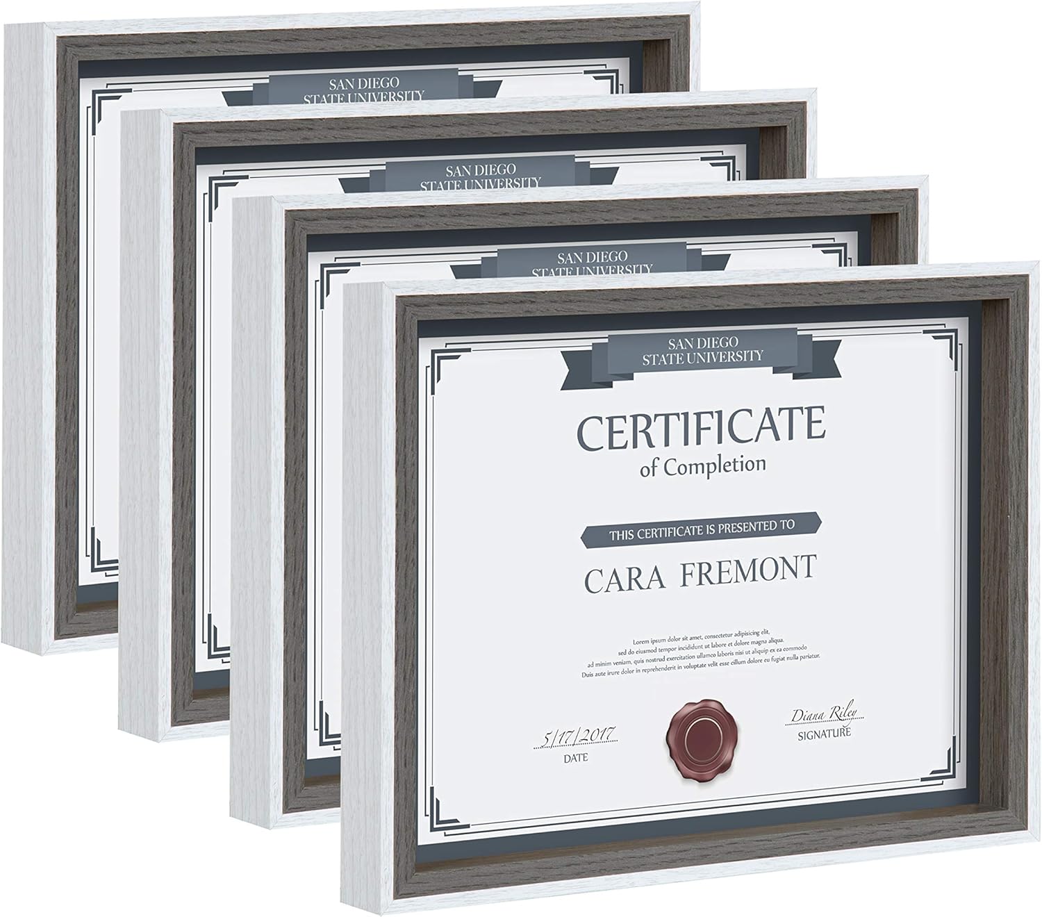 Kate and Laurel Gibson Photo Frame Set, 11x14 matted to 8x10, Gray, 4 Count Pack of 2