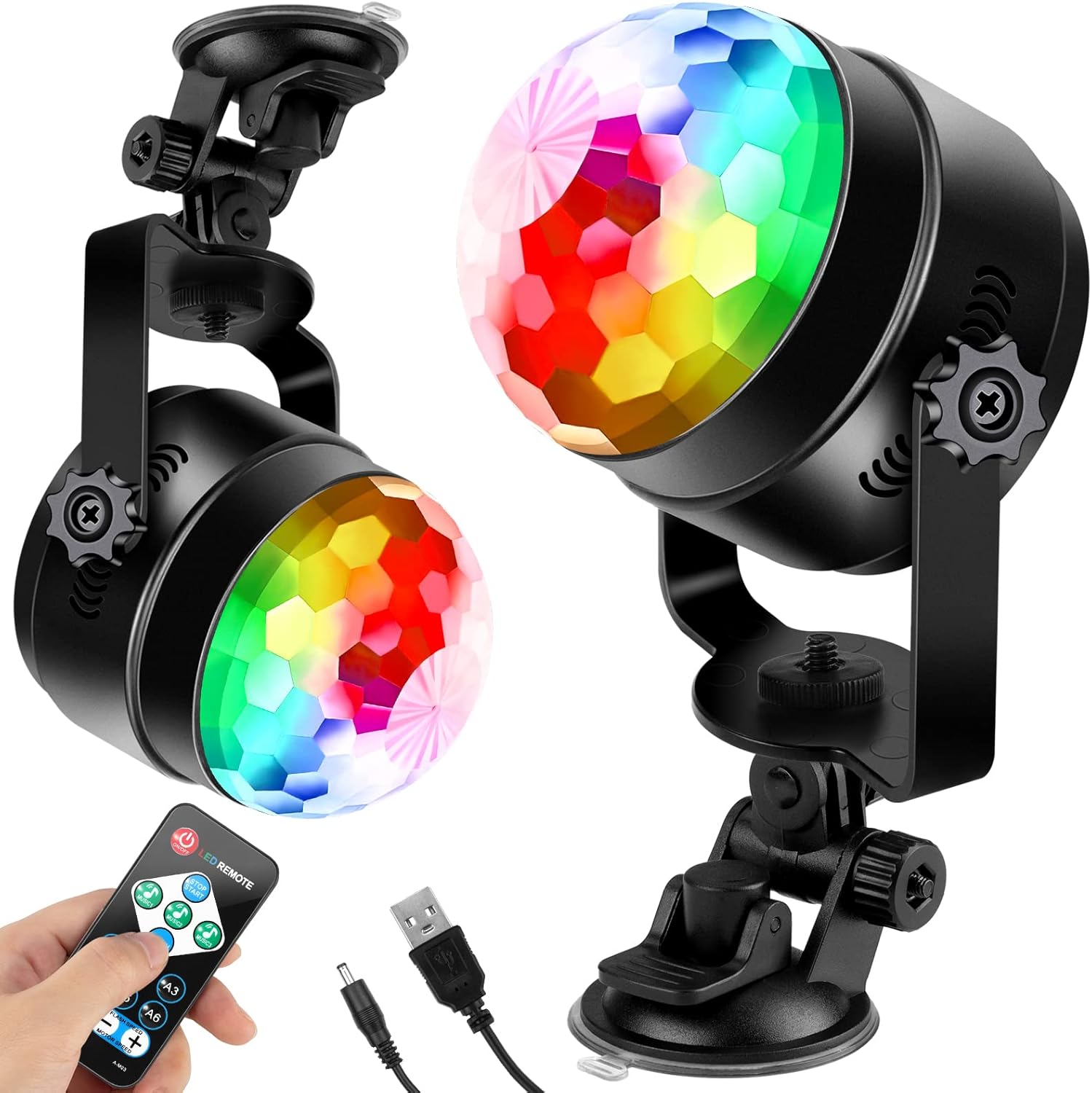 Litake Party Lights Disco Ball Strobe Light Disco Lights, 7 Colors Sound Activated with Remote Control Dj Lights Stage Light for Christmas Party Festival Bar Club Wedding Show Home 4 Pack Pack of 2