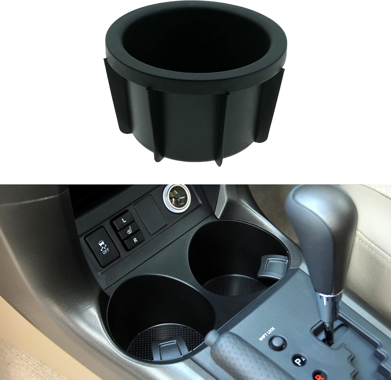 Replace 5561842040 Front Center Console Cup Holder Insert Fits for Toyota RAV4 2006-2011 Rubber Drink Holder Box Extender (1PCS )
