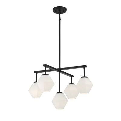 Mayis 5 - Light Shaded Geometric Chandelier Corrigan Studio Finish: Matte Black, Shade Color: Frosted