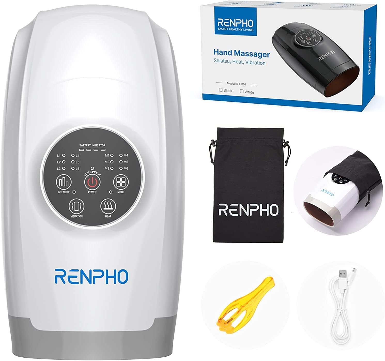 Hand Massager with Heat, RENPHO Cordless Hand Massager Machine with 6 Levels of Massage and Intensity Compression for Palm Wrist Finger Numbness Fatigue Soreness Relief