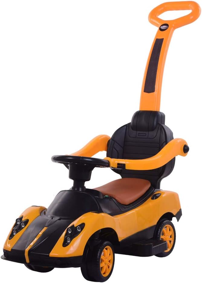 Children's Toddler Stroller,3 in 1 Ride on Push Car,Parent Handle Push Bar,Upgrade Safety Barrier, Push Car with Footrest and torage Compartment, Stroller for Toddler (Yellow) Pack of 2