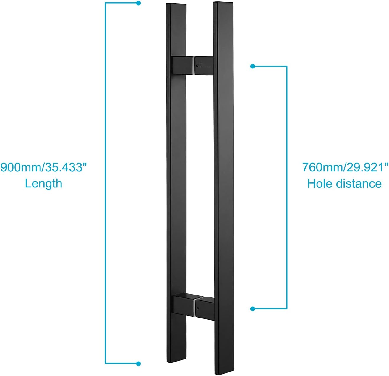 TOGU TG-6018 36 inches Solid Standoffs Heavy-Duty Commercial Grade-304 Stainless Steel Push Pull Door Handle/Barn Door Pull Handle/Glass Pulls, Matte Black Finish