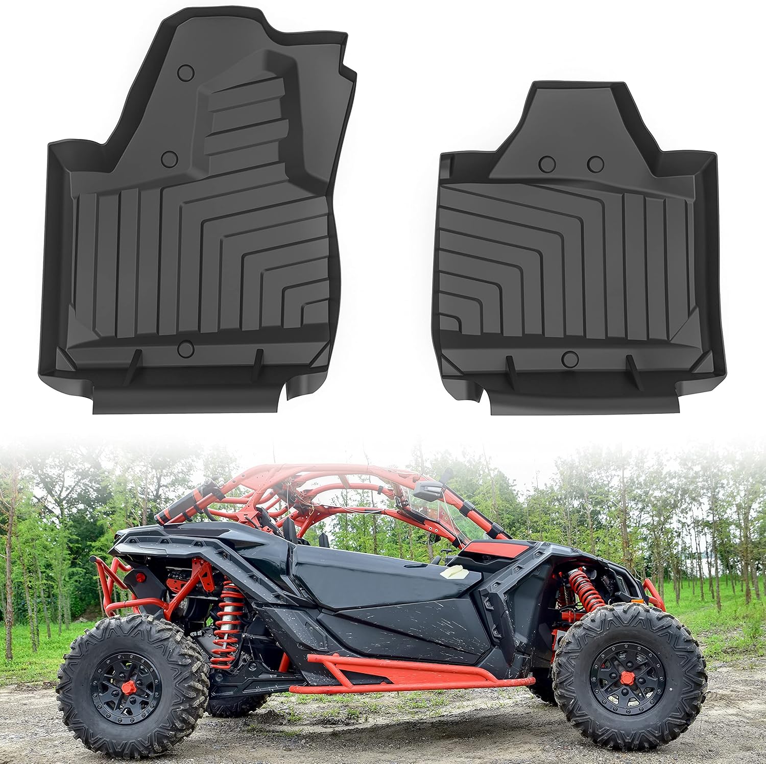 SAUTVS TPE Floor Mats for Can-Am Maverick X3 2017-2022, X3 Front Row Floor Liners All Weather Protection Slush Mats Accessories
