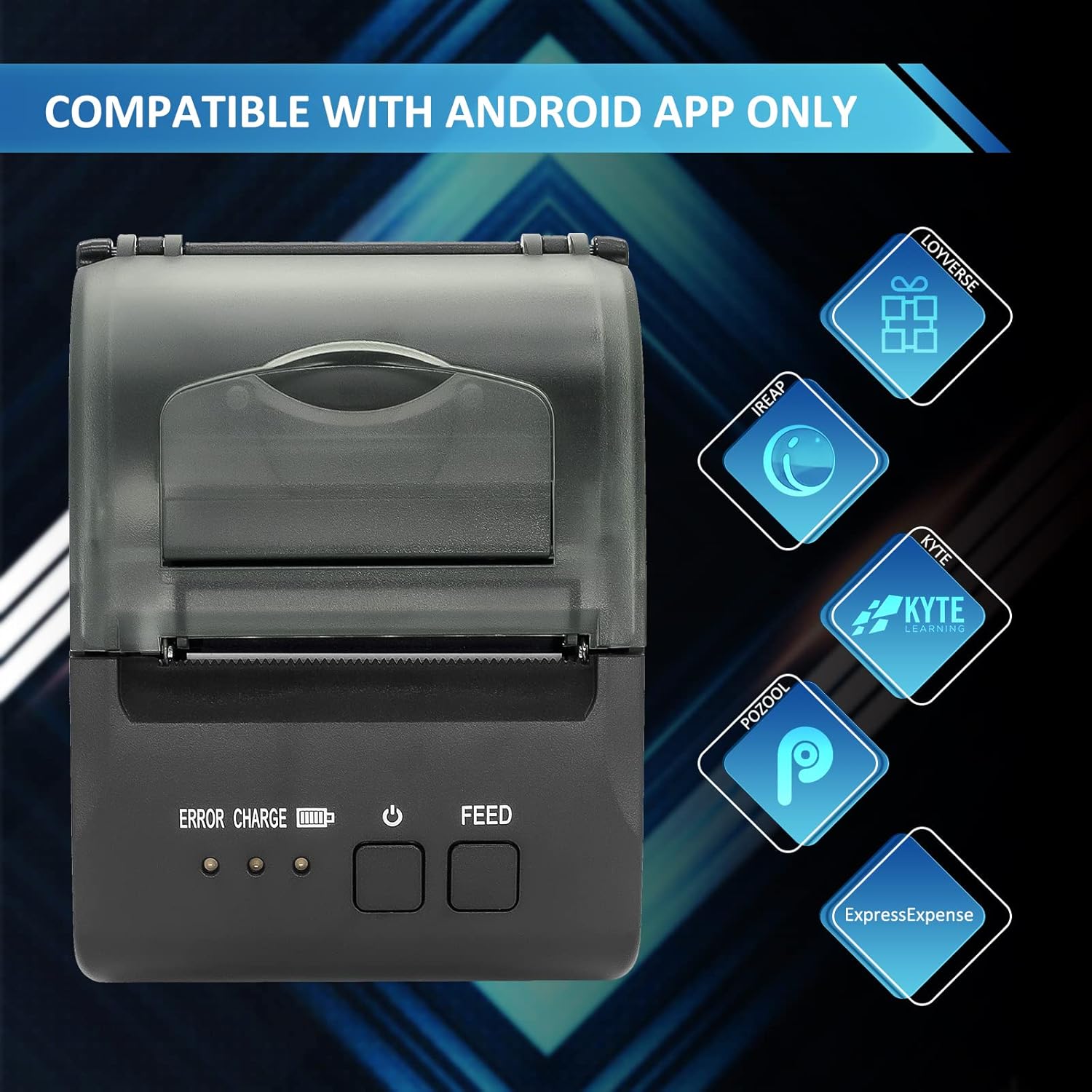 SNADUU Bluetooth Receipt Printer Portable 58mm Thermal Receipt Printer, Wireless POS Printer Supports Android Windows for Bill, Retails, Store Pack of 2