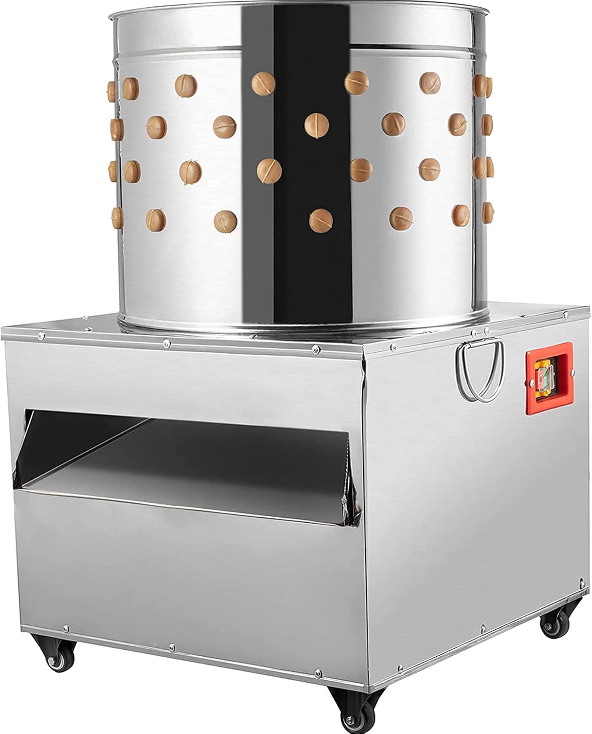VEVOR Stainless Steel Chicken Plucker 20Inch Barrel Diameter De-Feather Remover Poultry Machine 1500W 275R/min Barrel Diameter Heavy Duty Feather Plucking Machine