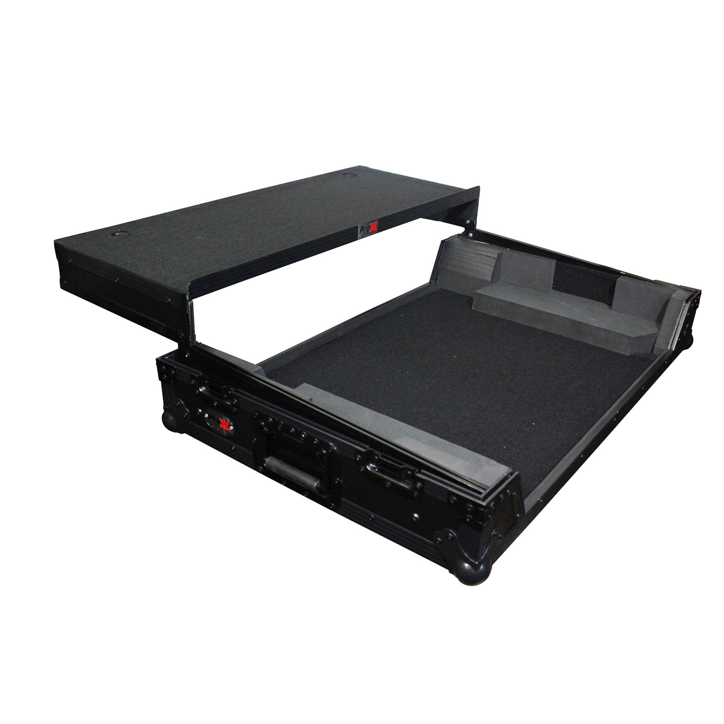 Numark NS7II and NS7III Black on Prox Flight Case with Wheels Laptop Shelf Xs-ns7iiiwltbl