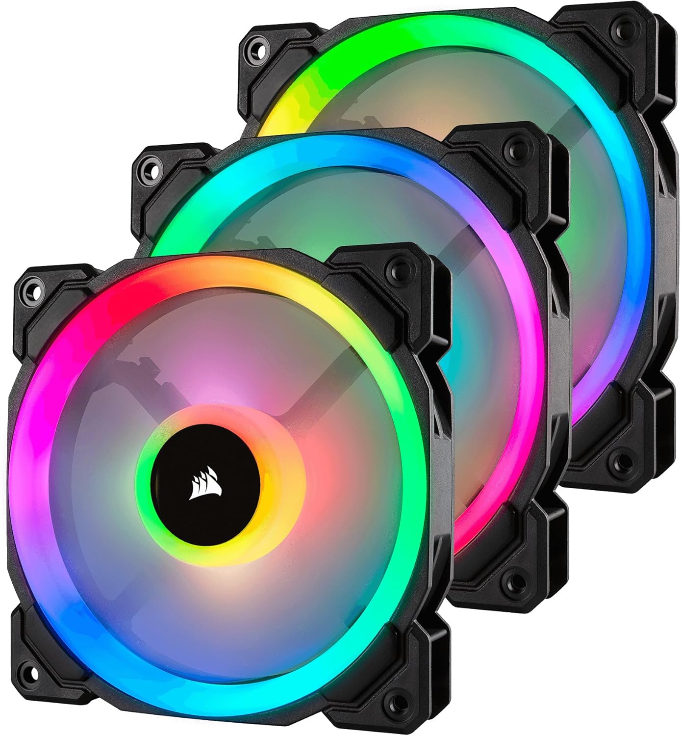 Corsair LL Series, LL120 RGB, 120mm RGB LED Fan, Triple Pack with Lighting Node PRO- White, Lighting Node PRO Included, LL120 RGB White,CO-9050092-WW