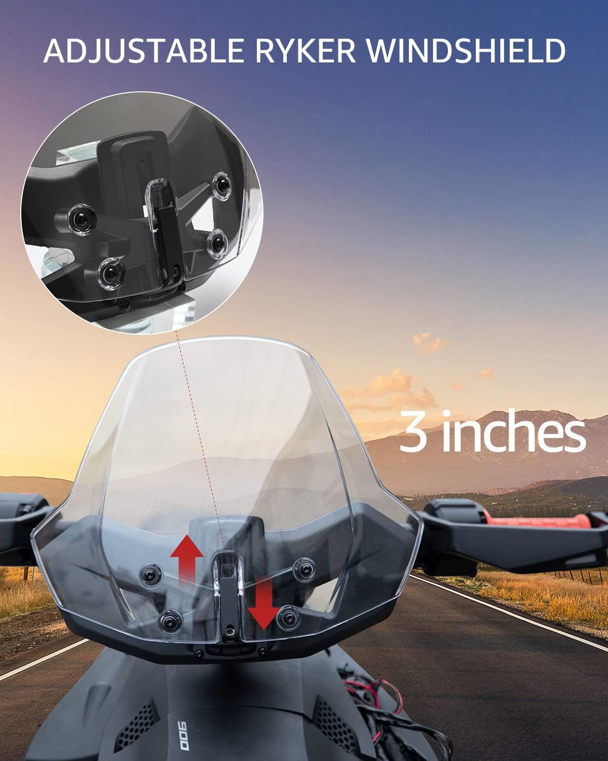 A & UTV PRO Ryker Adventure Adjustable Windshield for Can Am Ryker All Models 2018-2022, Front Vented Translucent Clear Hard Coated Windscreen Wind Deflector Accessories ,Replace OEM # 219401032