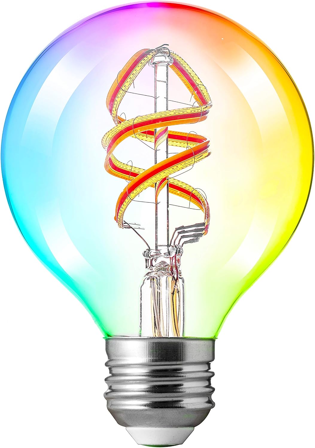 FLSNT G25 LED Smart Light Bulbs,Dimmable 2700K-6000K Color Temperature Changing,Compatible with Alexa,Google Home Assistant,Bluetooth & WiFi 2.4G,4.5W(40W Equivalent),Milky Glass,E26 Base,4 Pack Pack of 2