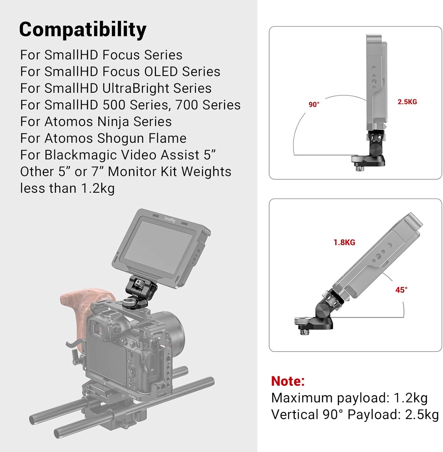 SmallRig Swivel and Tilt Monitor Mount with Locating Pins for ARRI - BSE2348 Pack of 2