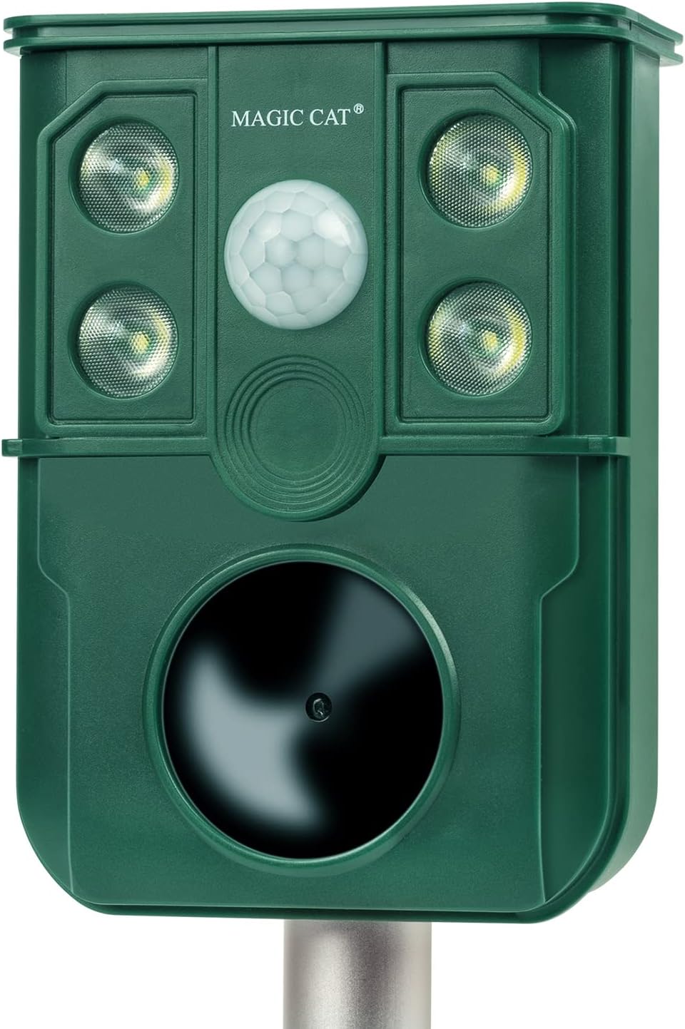 MAGIC CAT Solar Animal Repellent, Ultrasonic Outdoor Animal Repeller with Motion Sensor & Flashing Light, Waterproof Garden Yard Farm Repellent for Cat, Dog, Raccoon, Skunk, Squirrel, Deer, Rabbit