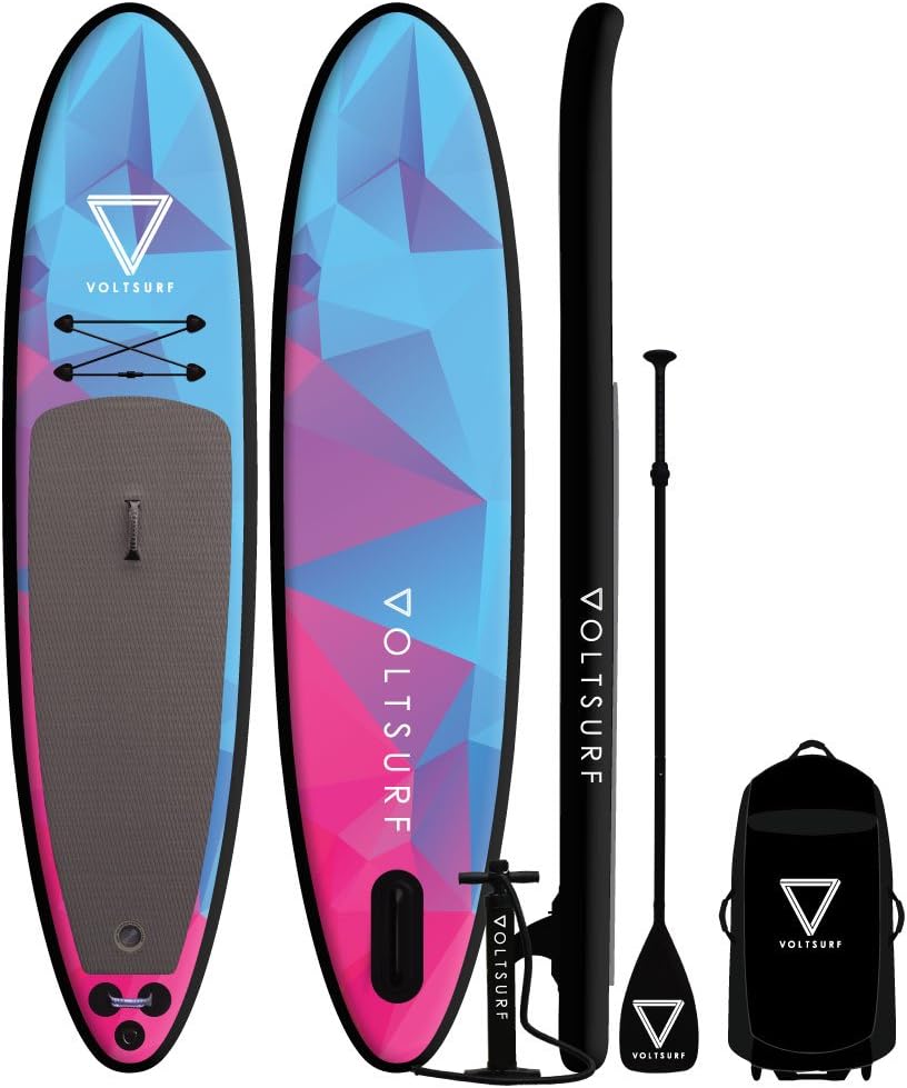 VoltSurf - 11' All-Around - iSUP Inflatable Paddle Board Kit + Leash & Backpack w/Wheels (6 Inch Thick)