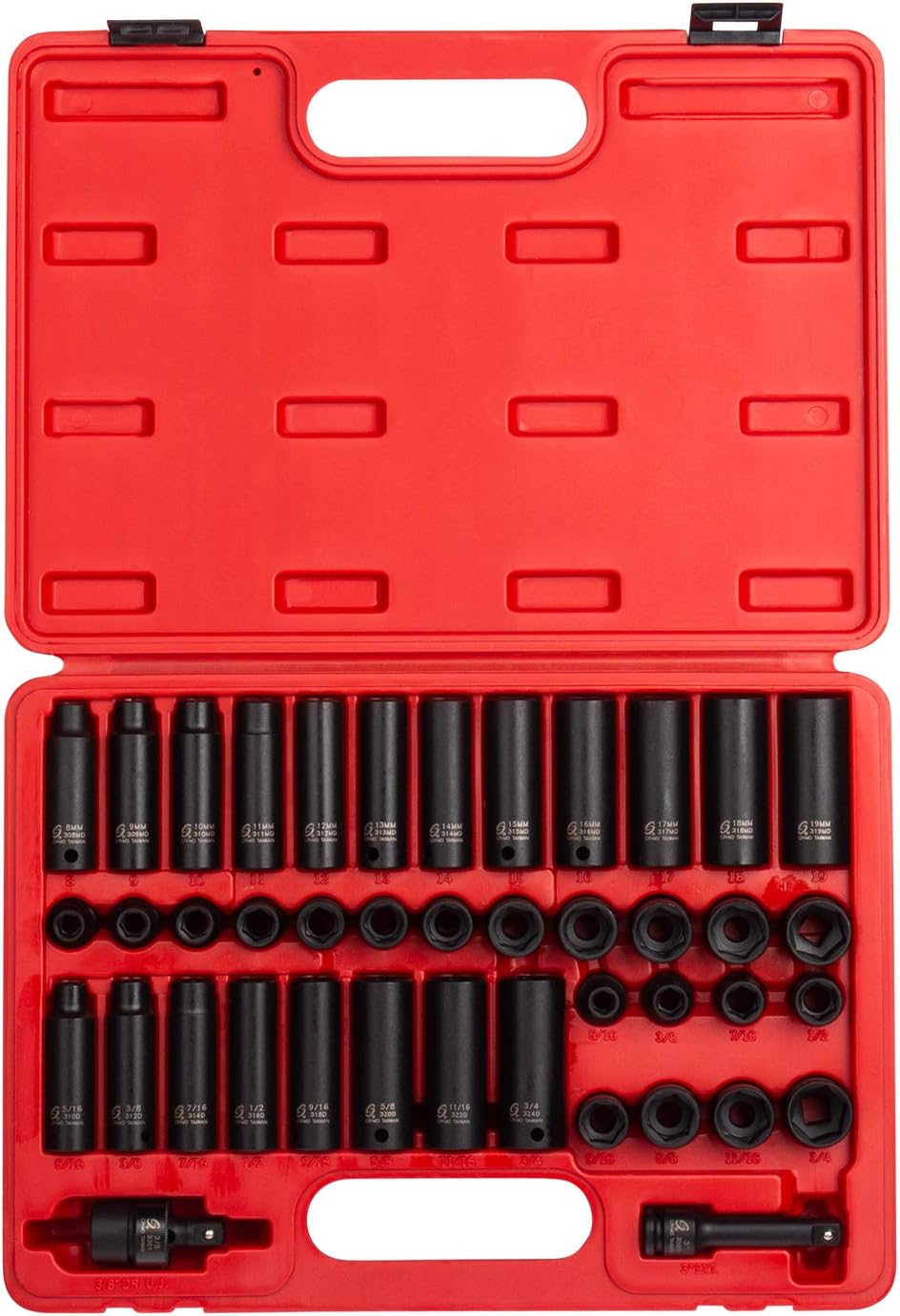 Sunex 1848, 1/4 Inch Drive Master Impact Socket Set, 48-Piece, SAE/Metric, 3/16 Inch - 9/16 Inch, 4mm - 15mm, Standard/Deep, Cr-Mo Alloy Steel, Radius Corner Design, Heavy Duty Storage Case