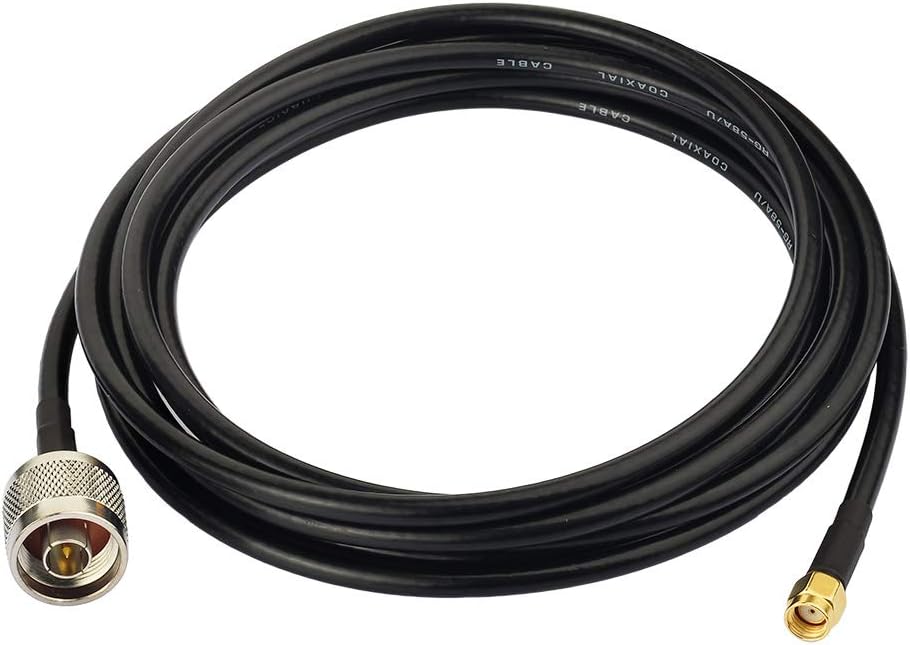 Eightwood RP-SMA Male to N Type Male Extension Cable Coax RG58 10 feet for Yagi WiFi LoRa Antenna Router Pack of 2