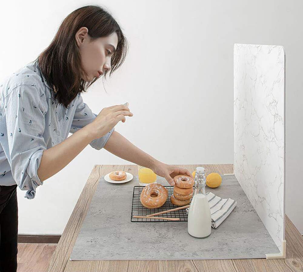 BEIYANG Upgrated 2 PCS Photo Backdrop Boards with 2 PCS Bracket for Flat Lay or Food Photography Background, Durable Waterproof Realistic Photo Backgrounds for Product Photography 24x24in Pack of 2