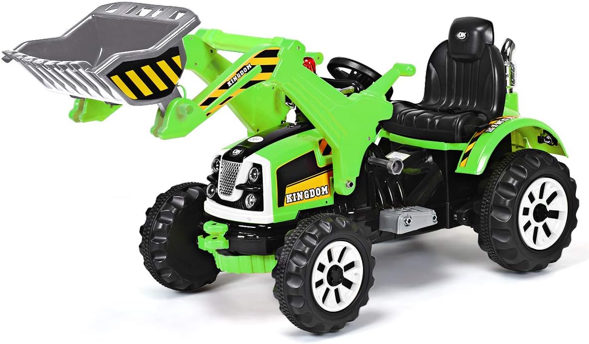 Costzon 12V Battery Powered Kids Ride On Excavator, Electric Truck with High/Low Speed, Moving Forward/Backward, Front Loader Digger (Yellow)