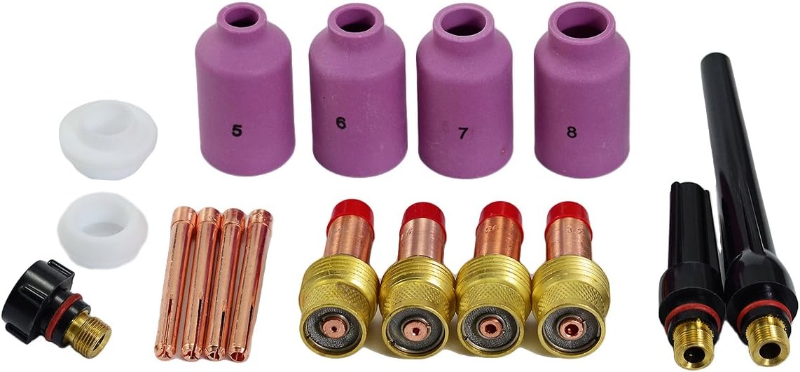 TIG Gas Lens Collet Body Consumables Kit Fit QQ300 PTA DB SR WP 17 18 26 TIG Welding Torch 51pcs Pack of 2