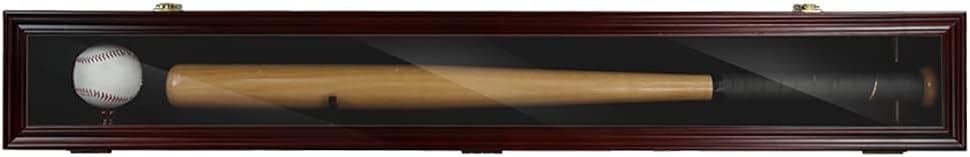 BHealthLife Mahogany Baseball Bat Display Case Bracket Wall-Mounted Cabinet, Anti-Ultraviolet Door Vertical Or Horizontal Pack of 2