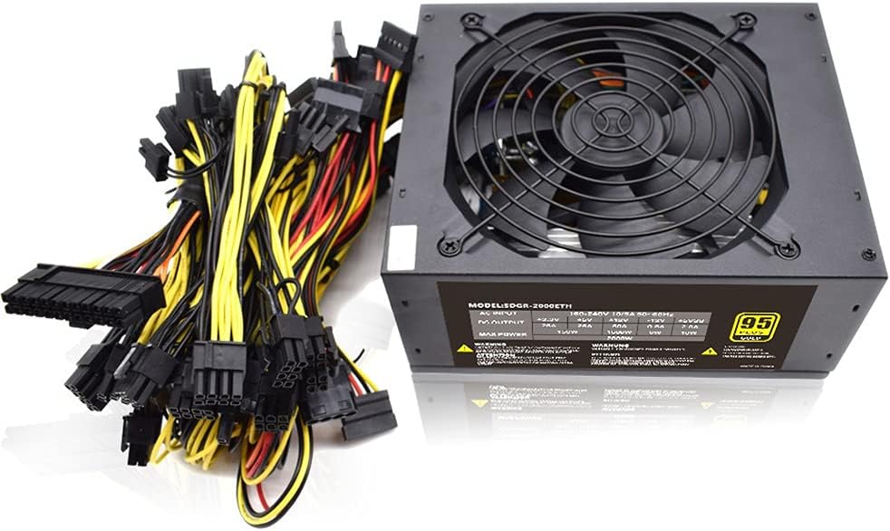 kitbooly 1800W ATX Modular Mining PC Power Supply B847 85 75 Supports 8 Card 160-240V Power Supply Mining Machine