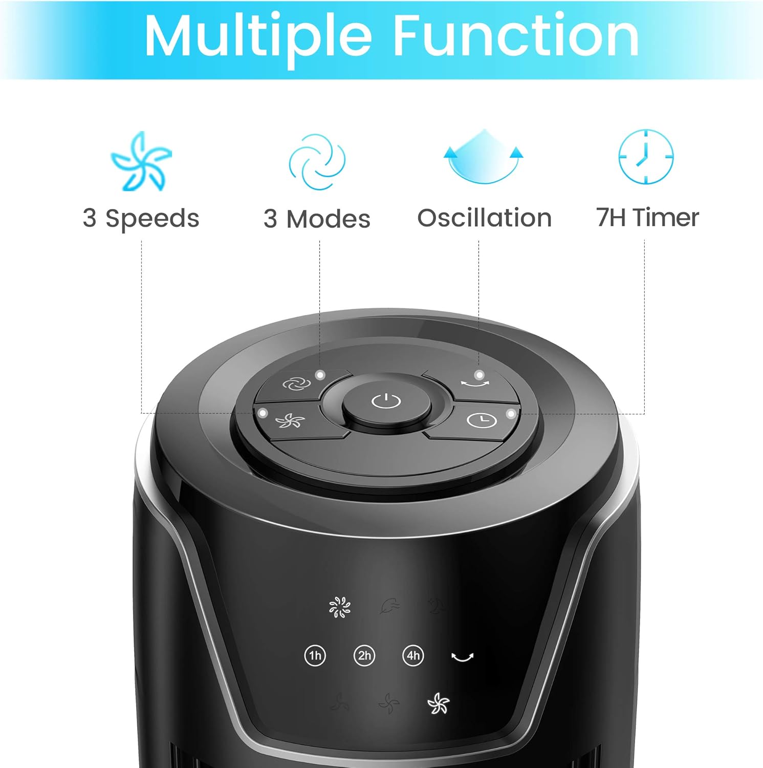Tower Fan, 42 Inch Portable Oscillating Quiet Cooling Fan with Remote Controlled, 3 Modes and Speed Settings, Built-in Timer LED Display Stand Up Floor Fans Safe for Bedroom, Home Office Use, Black Pack of 2