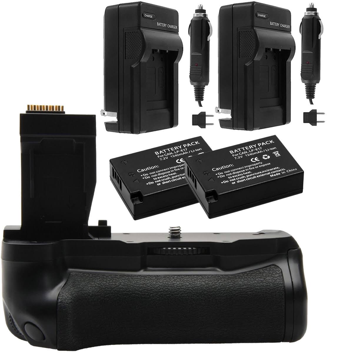 Vivitar Two-Pack 1140mAh Battery u0026 Charger for LP-E17 + T6i/T6s Deluxe Power Battery Grip Bundle