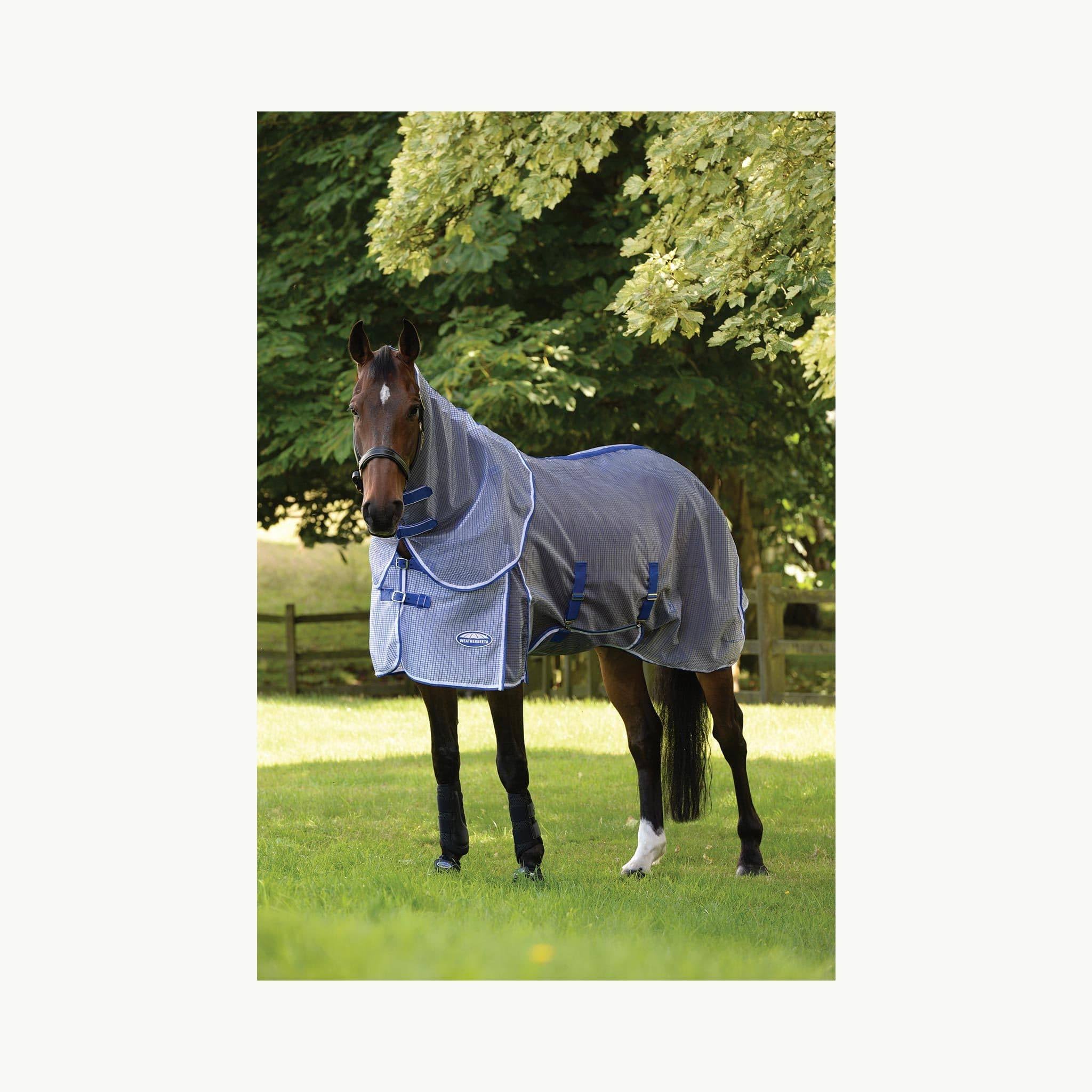 Weatherbeeta ComFiTec Ripshield Plus Detach-A-Neck Fly Sheet - White/Blue