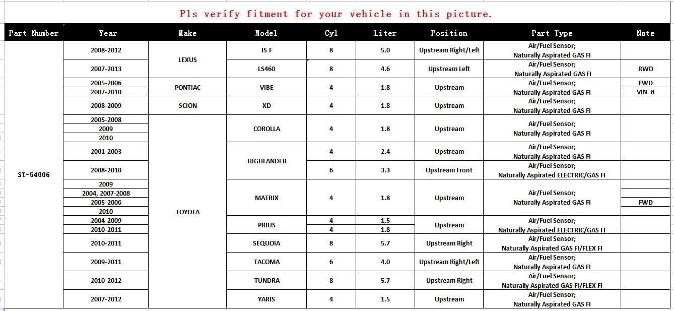 Autopart T ST-54006 Oxygen O2 Sensor, Upstream, for Lexus 2007-13 LS460 IS F, 2005-2010 Pontiac Vibe, 2008-09 Scion XD, 2004-12 for Toyota Corolla Highlander Matrix Prius Sequoia Tacoma Tundra Yaris