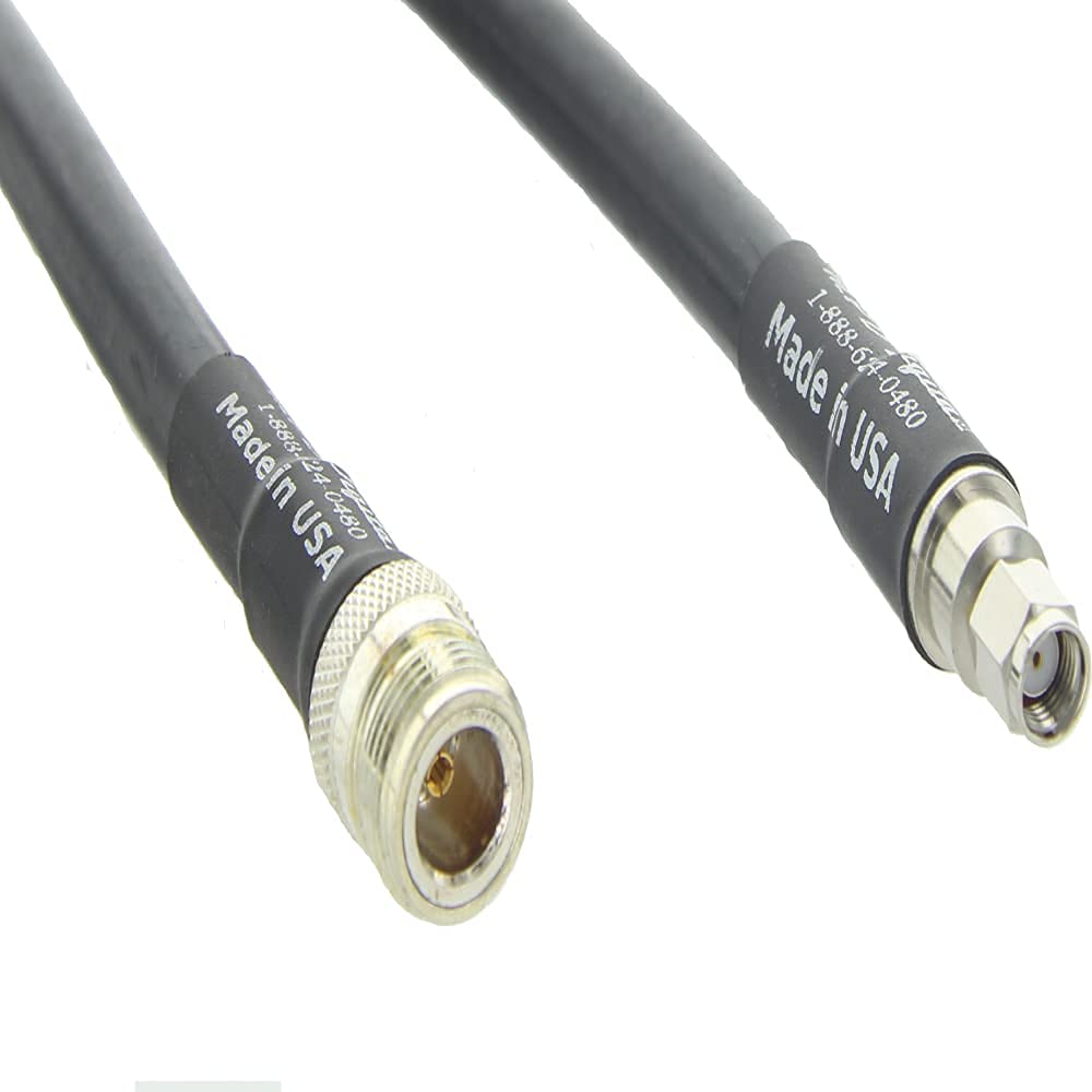 MPD Digital Genuine Times Microwave LMR-400 LM400 RF Coaxial Cable with N Female and RP-SMA Male Connectors for Hotspot, WiFi, Radio Transmitters, Antenna, 12 Feet Pack of 2