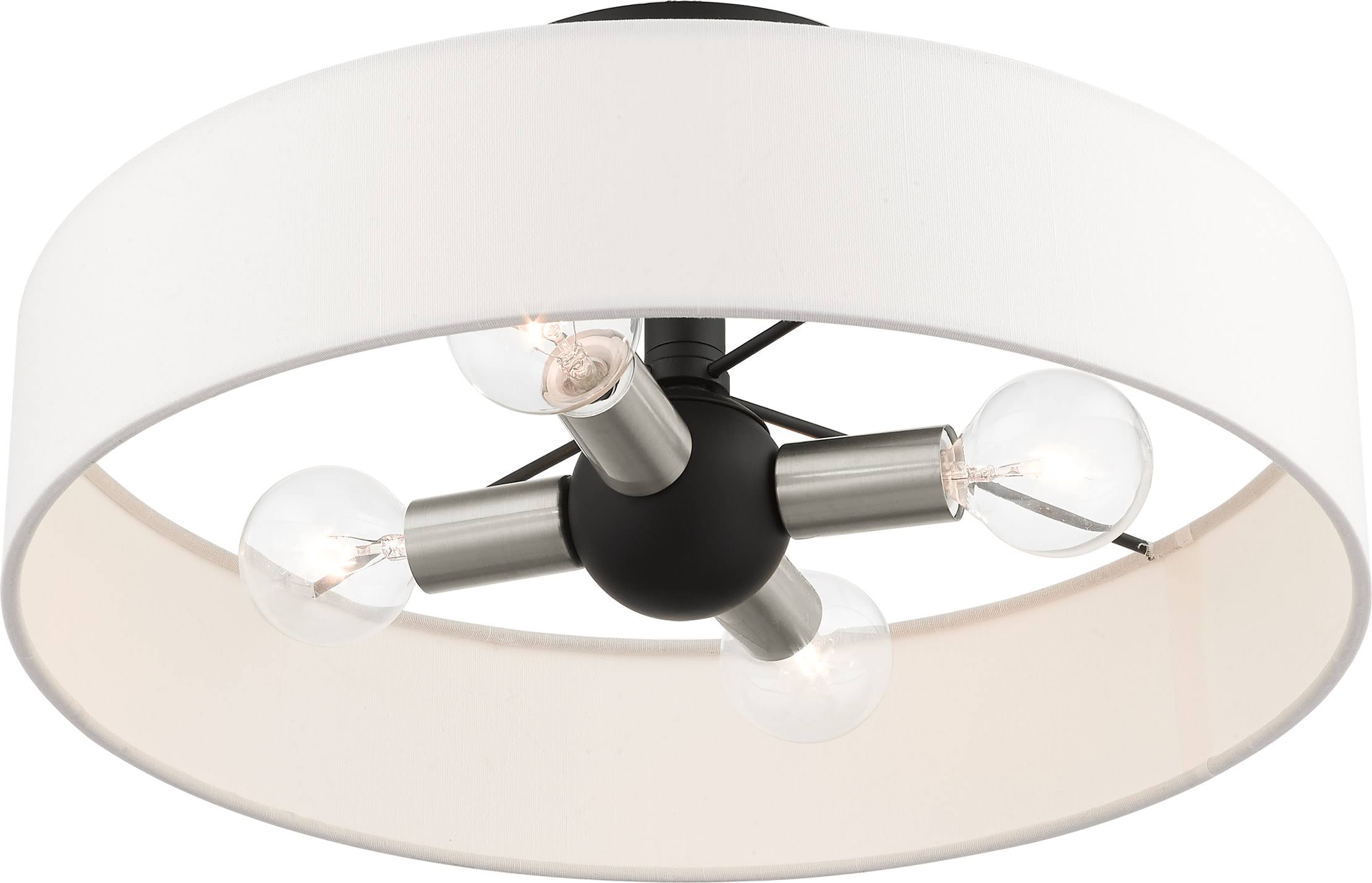 Livex Lighting Venlo 4 Light Black with Brushed Nickel Accents Semi Flush Mount 46927-04