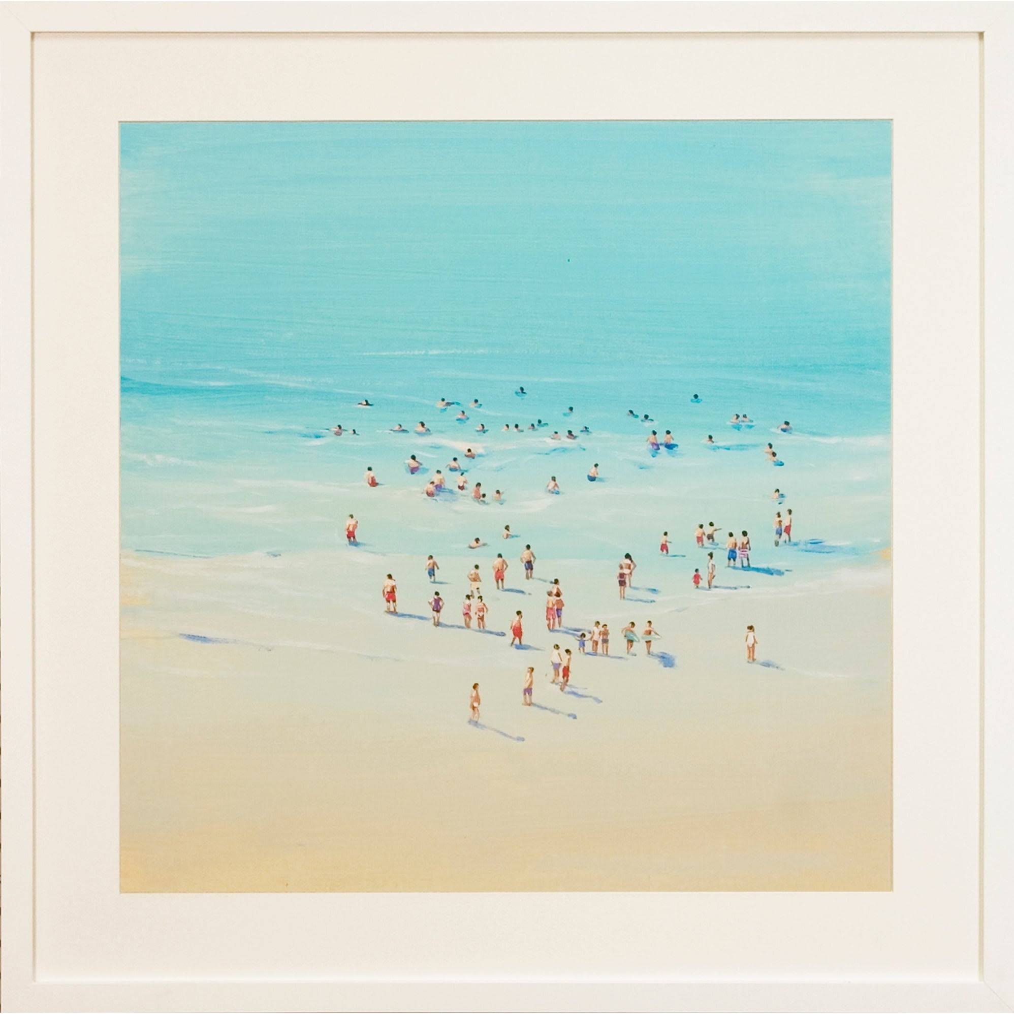 Beach Day Framed Giclee Print - Matte White - Wood