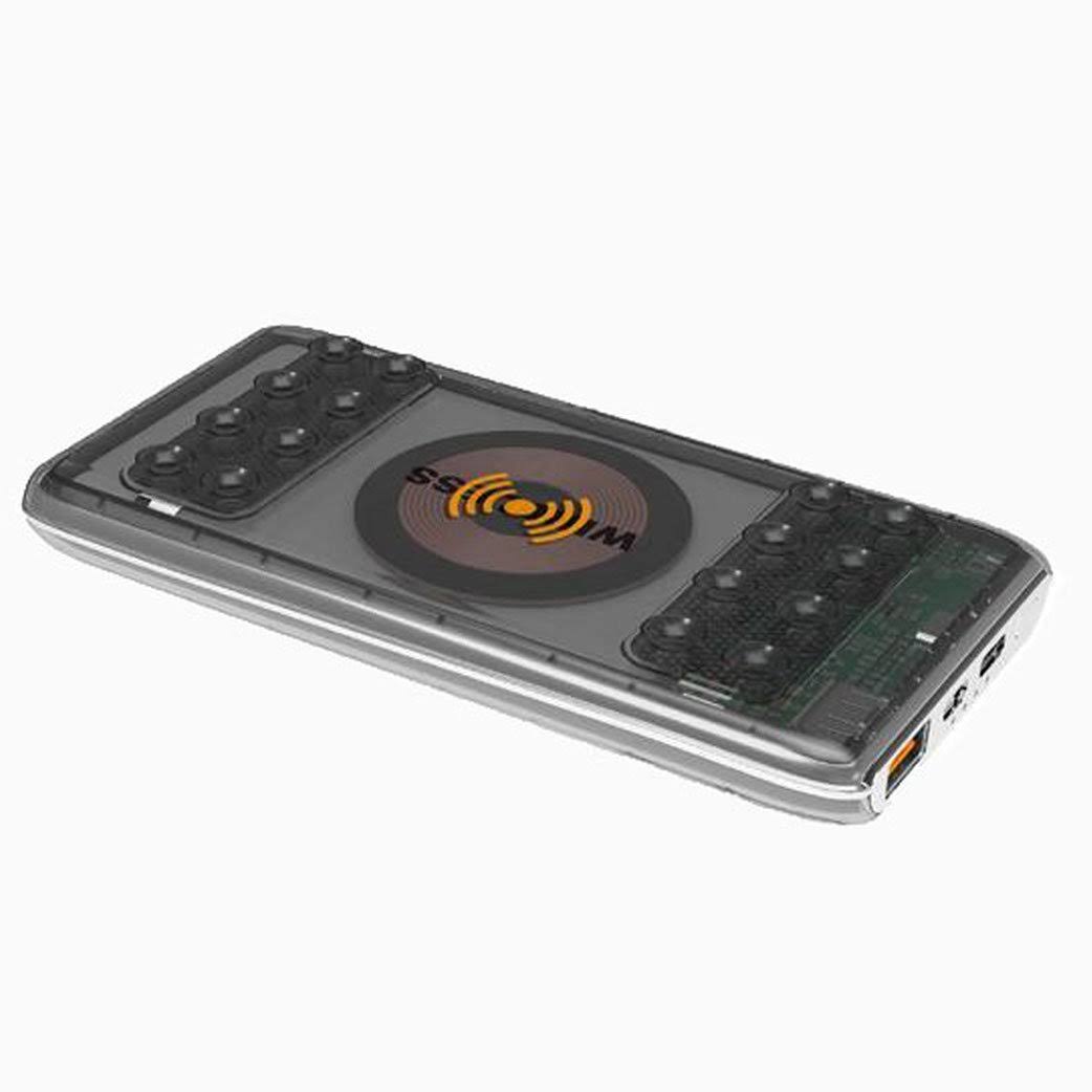 Black 8,000 mAh Power Bank with Wireless Charging Feature