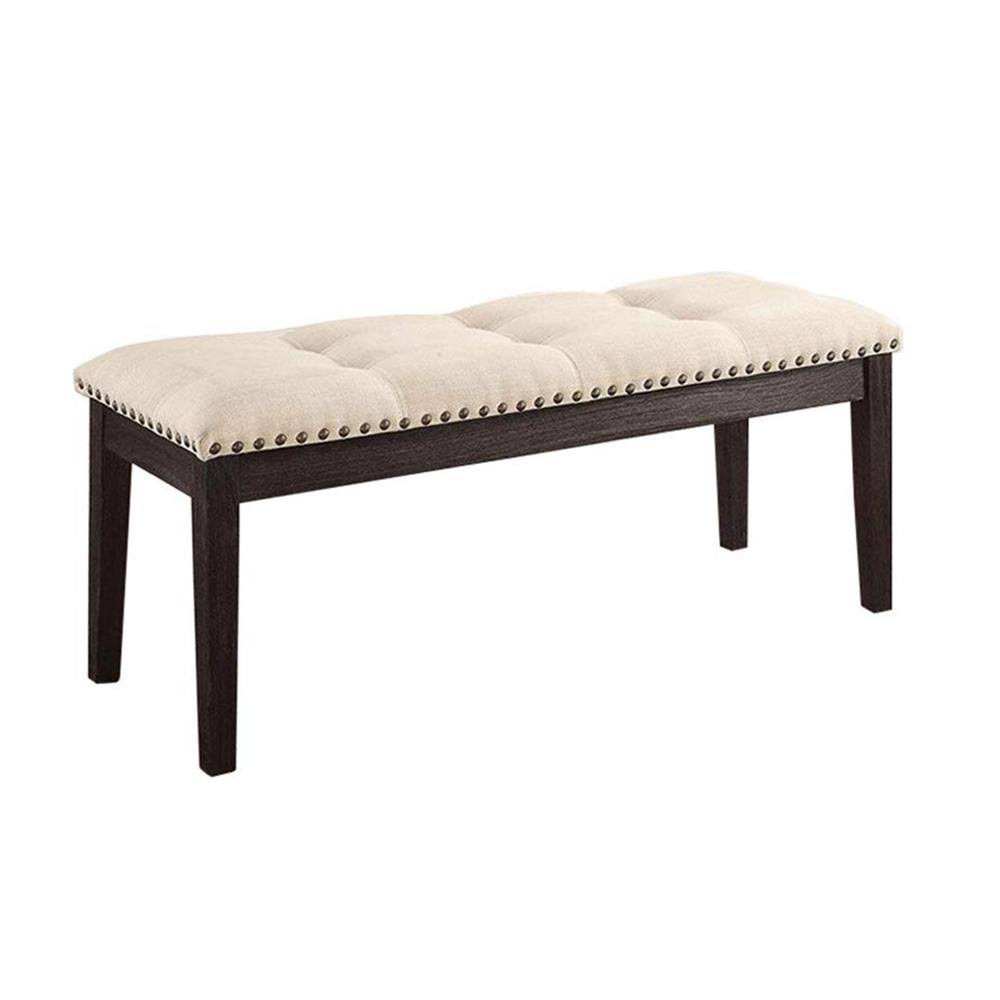 William's Home Furnishing Dodson I Transitional Style Black and Beige Bench, Beige/Black
